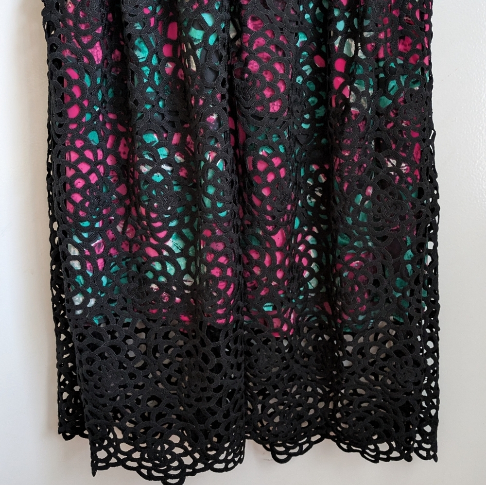 Anthropologie Black Crochet Lace "Terrace Sheeth Dress" by Wolven Pockets 10 - Picture 12 of 16